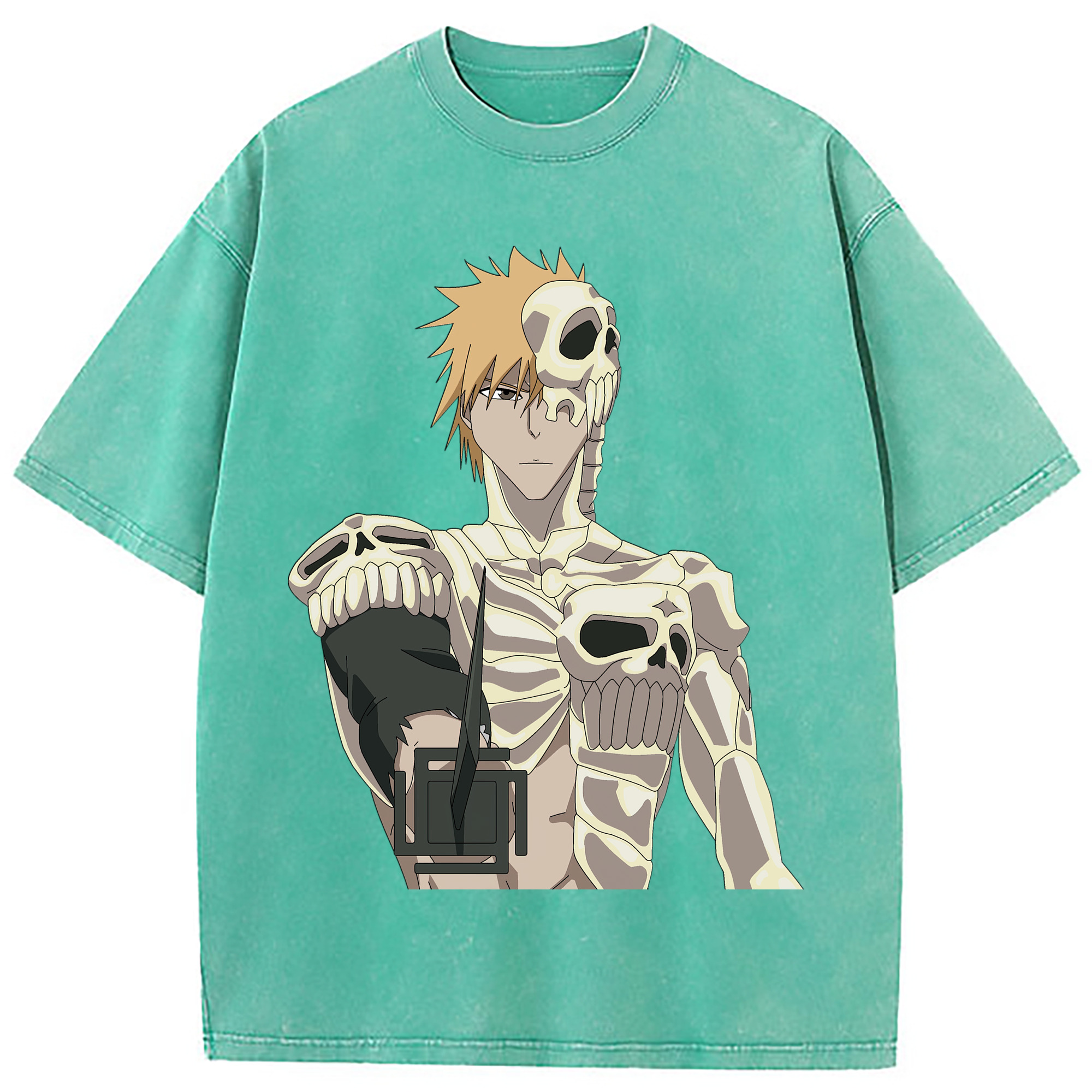 （画像用） ブリーチ 黒崎一護（くろさき いちご）BLEACH Kurosaki Ichigo 綿100% ヴィンテージ風 半袖Tシャツ（フロントプリント）